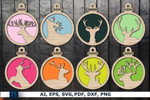 Download Paper Cut Deer Christmas Balls SVG Set - Paper cut Collection